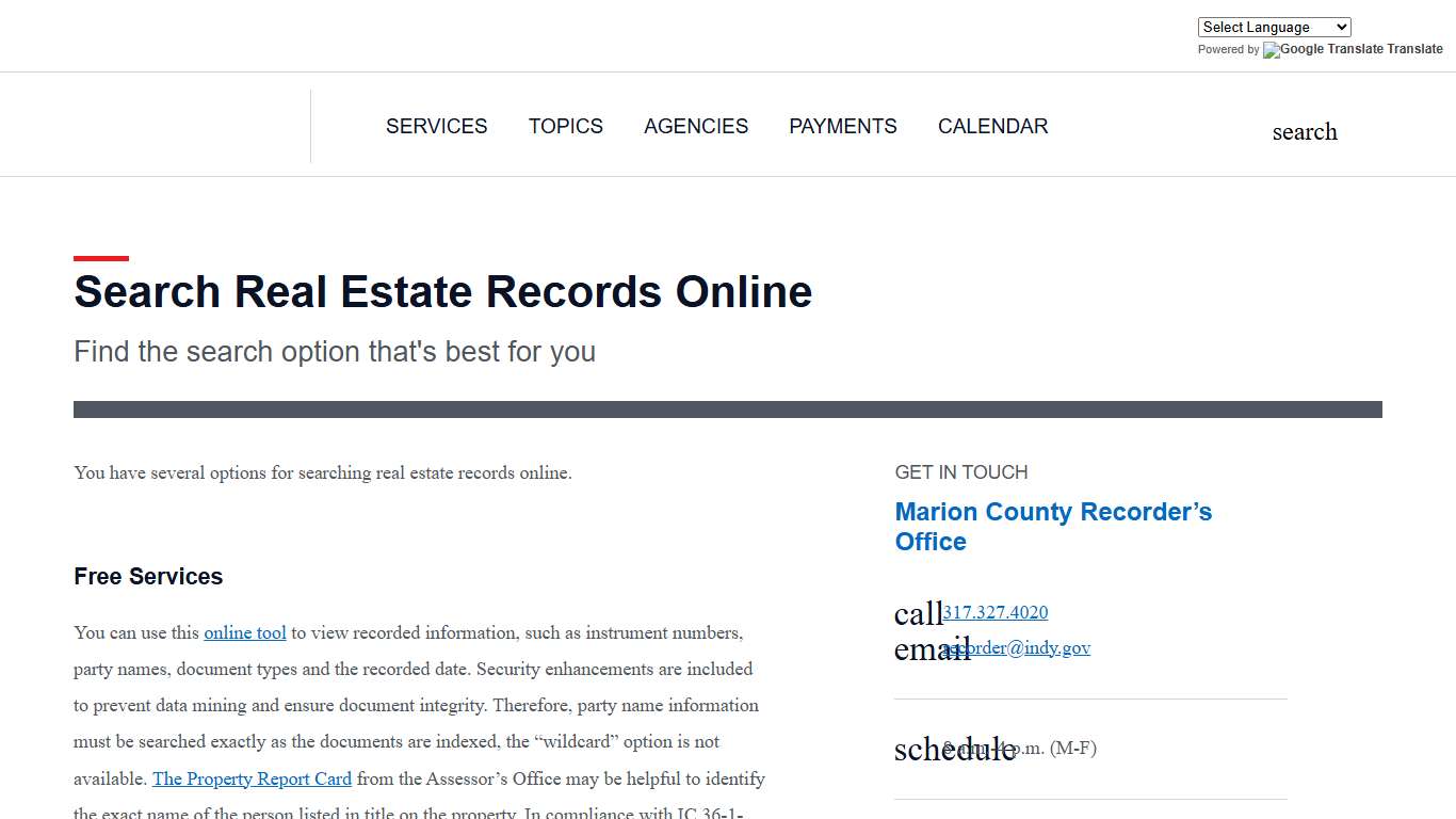 indy.gov: Search Real Estate Records Online
